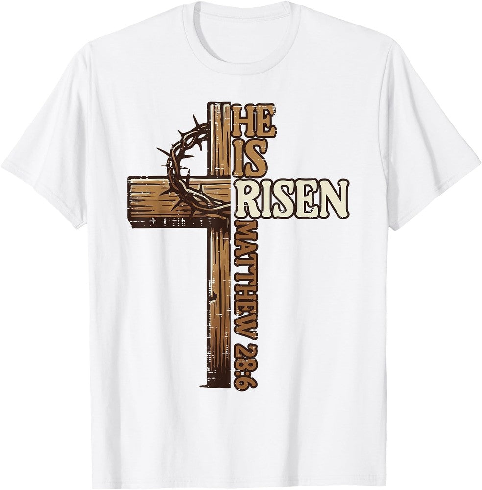Easter Cross He Is Risen Jesus Christian Men Women T-Shirt