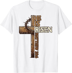 Easter Cross He Is Risen Jesus Christian Men Women T-Shirt