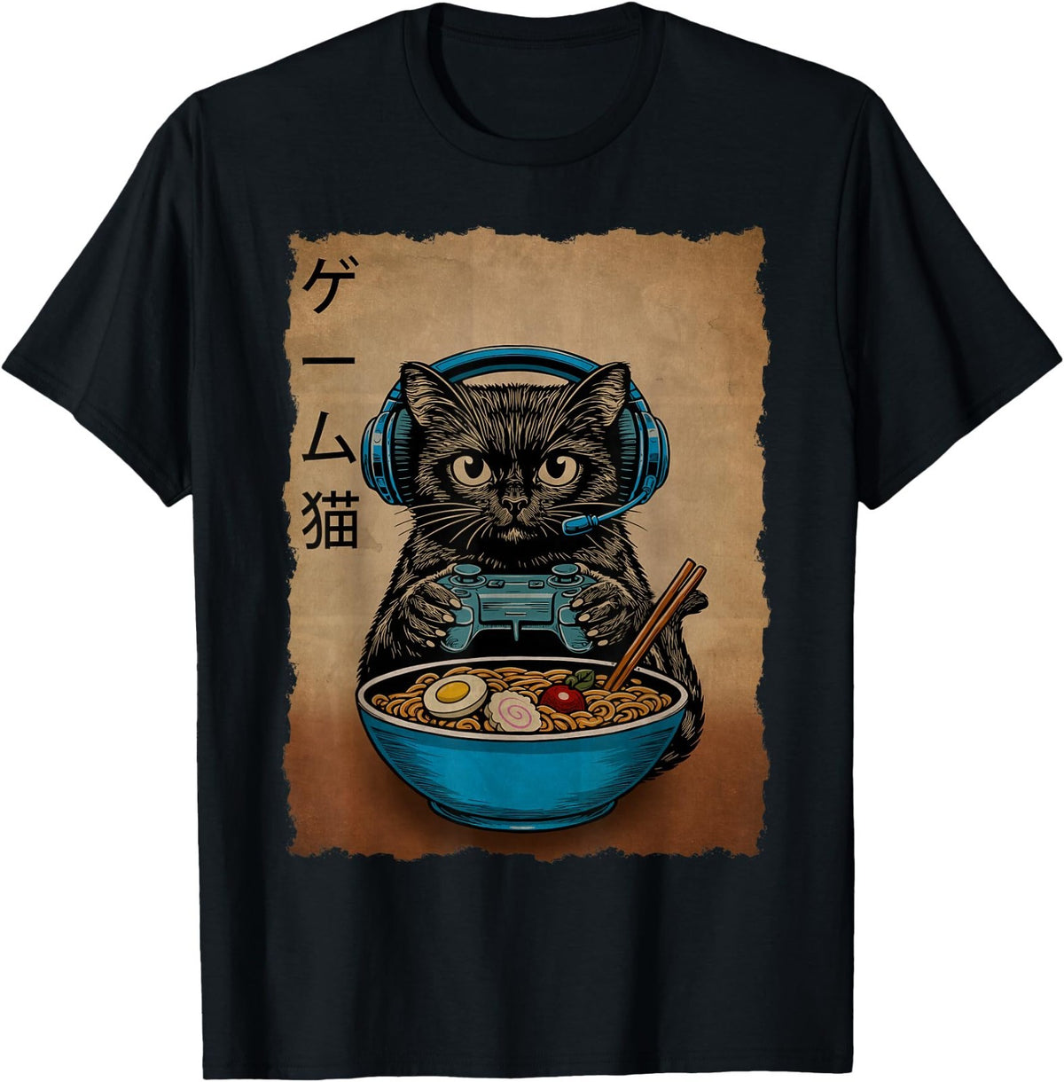 Ramen Cat Gaming Anime Japanese Funny Gifts Gamer T-Shirt