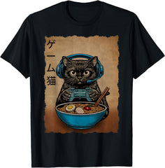 Ramen Cat Gaming Anime Japanese Funny Gifts Gamer T-Shirt